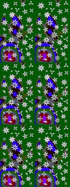 Renkli Bahar Teması eskiz kalıbı. Yeşil renkli çiçekler. Düz Çiçek Elementleri Tasarımı. Sevimli çiçek raster deseni.