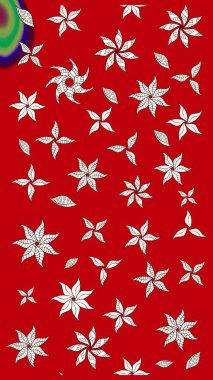 Hediye ambalaj kağıdı, tebrik kartları, posterler ve pankart tasarımı. Raster düz çiçek çizim deseni. Kırmızı renkte çiçekler.