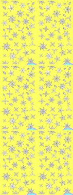 Raster illüstrasyonundaki çiçek desenli çizim. Düz Çiçek Elementleri Tasarımı. Renkli Bahar Teması eskiz kalıbı. Sarı renkte çiçekler.