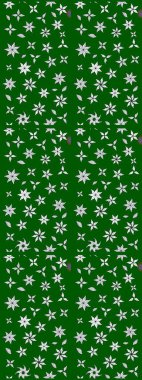 Raster Çiçek İllüstrasyonu güzel tekstil. Yeşil renkli etnik çiçeklerle zarif eskiz deseni.