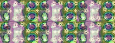 Raster illüstrasyonu. Kar tanelerinin soyut arkaplanlı Noel şablonu. Noel ve yeni yıl moda baskıları için tatil tasarımı. Tarafsız, yeşil ve gri kar taneleri.