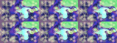 Mor, mavi ve nötr renkler ve kar taneleri. Renkli arka planda izole tatlı kar taneleri. Raster illüstrasyonu.