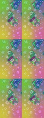 Miles Fleur, süslü püslü bir süs. Raster illüstrasyonu. Eskiz geçmişi. Eski usul. Tomurcukları papatya çiçekleri olan sevimli bir çiçek deseni. Kumaş, tekstil ve duvar kağıdı baskısı için..