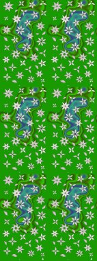 Renkli Yaz Temalı eskiz kalıbı. Yeşil renkli çiçekler. Raster illüstrasyonundaki çiçek desenli çizim. Düz Çiçek Elementleri Tasarımı.