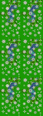 Ağaç dallı bahar çiçekleri ile desen, çiçek siluetiyle yeşil renkler. Raster deseni.