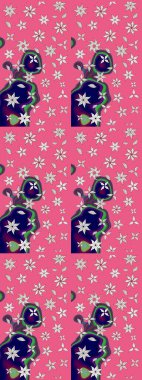 Raster illüstrasyonu. Tropik çiçek desenleri. Pembe ve nötr renkte çiçekler.