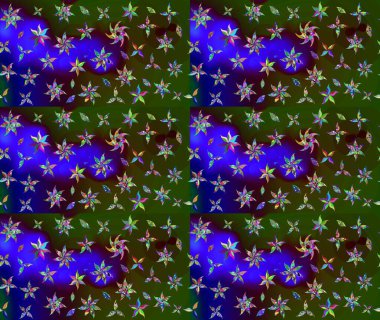 Küçük renkli çiçekler. Moda baskıları için zarif bir şablon. Robot resim. Çiçekli yaz çiçekleri. Küçük çiçekte güzel bir desen. Motley illüstrasyonu.