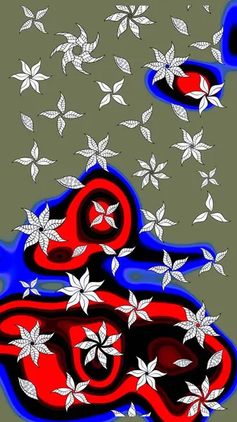 Renkli Bahar Teması eskiz kalıbı. Düz Çiçek Elementleri Tasarım Raster illüstrasyonu. Çiçek desenli eskiz. Yeşil renkte çiçekler.