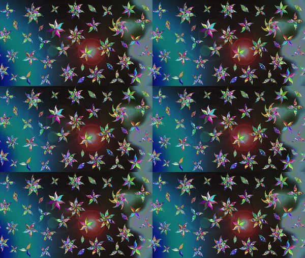 Renkli Bahar Teması eskiz kalıbı. Mavi renkli çiçekler. Raster illüstrasyonundaki çiçek desenli çizim. Düz Çiçek Elementleri Tasarımı.