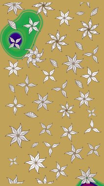 Kabile sanatı boho baskısı, klasik çiçek arkaplanı. Soyut etnik raster çizim kalıbı. Arkaplan dokusu, duvar kağıdı, sarı renkli çiçek teması.