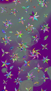 Raster suluboya çiçek deseni, narin çiçekler, mor çiçekler, tebrik kartı şablonu. Güzel kumaş deseni.