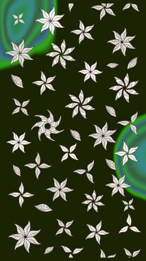 Çizgi çizimi kalıbı. Raster Moda kumaş deseni. Şirin çiçekler..