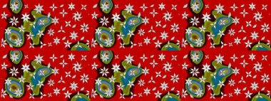 Düz Çiçek Elementleri Tasarım Raster illüstrasyonu. Çiçek desenli eskiz. Kırmızı ve kahverengi renkte çiçekler. Renkli Bahar Teması çizim şablonu.