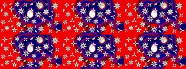 Vadinin çiçekleri kırmızı ve mavi renklerde. Raster çiçek desenleri çiziyor..