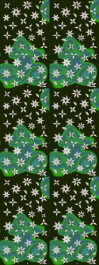 Çok renkli, zarif küçük çiçekler ve gri renkli komik böcekler, raster desen, illüstrasyon.