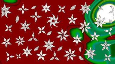 Raster illüstrasyonundaki çiçek desenli çizim. Kırmızı renkte çiçekler.