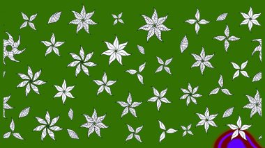 Çiçek deseni. Yeşil renkte çiçek çizimi. Raster illüstrasyonu. Şatafatlı bahar bahçesi dokusu. Yeşil renkte çiçekler.