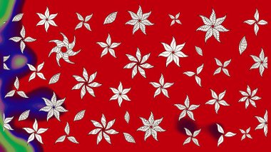 Tekstil için suluboya eskiz deseni. Şirin çiçekli, desenli, kırmızı renkli bir eskiz deseni. El çizimi çiçek çizimi deseni (fayans)).