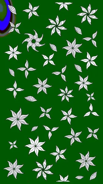 Yeşil renkli çiçekler. Hediye ambalaj kağıdı, tebrik kartları, posterler ve pankart tasarımı. Raster düz çiçek çizim deseni.