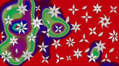 Küçük çiçekte güzel bir desen var. - Kırmızı çiçekler. Çiçek kompozisyonu. Çiçek kolajı. Raster deseni. Çiçek arkaplan. Doğa.