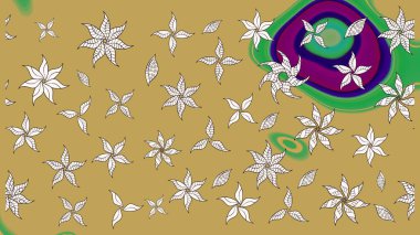 Retro tekstil tasarım koleksiyonu. 1950-1960 motifleri. El çizimi çiçek unsurları olan soyut çizim raster deseni. Sarı üstüne sarı. Çiçekli ipek eşarp..