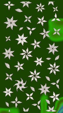 Yeşil renkli yeşil papatya deseni. Yeşil renklerde. Raster illüstrasyonu.