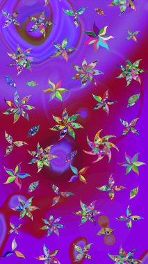 Küçük çiçekteki sevimli çiçek deseni. Soyut çiçek çizim kalıbı arka planı. Raster illüstrasyonu. Raster deseni. Menekşe renklerinde.