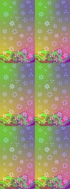 Renkli Bahar Teması eskiz kalıbı. Raster illüstrasyonundaki çiçek desenli çizim. Süslü kumaş deseni. Düz Çiçek Elementleri Tasarımı.