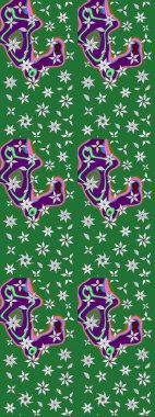 Suluboya çiçekli çiçek deseni. Yeşil renkte güzel bir tekstil. Raster illüstrasyonu.