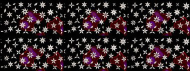 Küçük çiçekli yay deseni çiz. Raster illüstrasyonu. Suluboya tarzında siyah renkler üzerine.