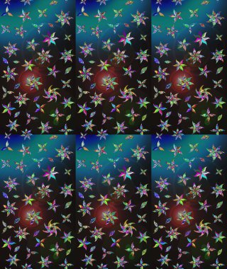 Raster Illustrasyon 'daki Çiçek Deseni' nin son moda çizimi. Renkli Yaz Temalı eskiz kalıbı. Düz Çiçek Elementleri Tasarımı. Güzel kumaş deseni.