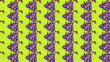 Sevimli çiçek raster deseni. Modaya uygun kumaş deseni. Renkli Yaz Temalı eskiz kalıbı. Düz Çiçek Elementleri Tasarımı.