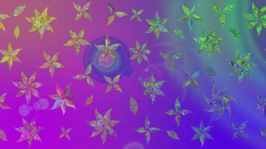 Mor renklere karalamalar çizilmiş çiçek deseni. Raster illüstrasyonu.