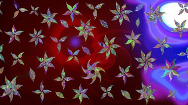 Çiçekli karalama şeklinde Raster çiçek deseni. Raster illüstrasyonu. Nazikçe, yaz çiçekleri kahverengi renklerde.