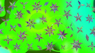 Yeşil renkli çiçekler. Düz Çiçek Elementleri Tasarımı. Renkli Bahar Teması eskiz kalıbı. Raster illüstrasyonunda çiçek deseni çizimi.