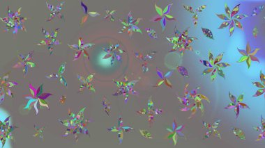 Sevimli çiçek raster deseni. Renkli Yaz Temalı eskiz kalıbı. Gri renkli çiçekler. Düz Çiçek Elementleri Tasarımı.