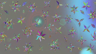 Gri renkli çiçekler. Raster illüstrasyonu. Düz Çiçek Elementleri Tasarımı. Renkli Bahar Teması eskiz kalıbı. Çiçekli çiçek deseni, suluboya..