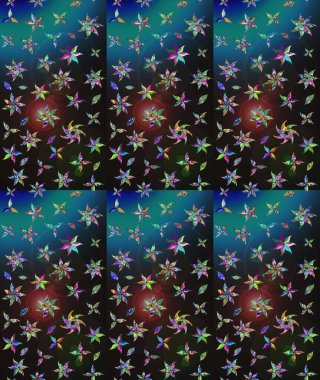 Raster Illustrasyon 'daki Çiçek Deseni' nin son moda çizimi. Renkli Yaz Temalı eskiz kalıbı. Düz Çiçek Elementleri Tasarımı. Güzel kumaş deseni.