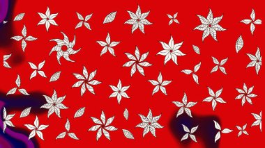 Şirin çiçekli eskiz deseni ve kırmızı ve nötr renklerde yapraklar, suluboya çiçek deseni, duvar kağıdı, kart veya kumaş için fayanslı. Raster illüstrasyonu.