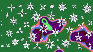 Şatafatlı bahar bahçesi dokusu. Yeşil ve nötr renklerde çiçekler. Çiçek deseni. Raster illüstrasyonu. Yeşil ve nötr renkler üzerine çiçek çizimi.