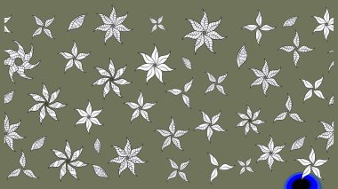 Yeşil ve beyaz renkli çiçekler. Raster düz çiçek çizim deseni. Tasarım hediye paketi, tebrik kartları, posterler ve afiş tasarımı.