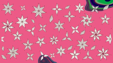 Çiçekli, yapraklı, çiçek desenli eskiz. El çizimi. Raster illüstrasyonu.