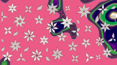 Çiçekli yumuşak bir eskiz şekli. Pembe ve nötr renklerde bahar çiçekleri. Raster çiçekleri klasik tarzda çizilmiş. Raster illüstrasyonu.