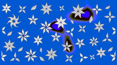 Mavi ve nötr renklerde çiçekler. Raster düz çiçek çizim deseni. Tasarım hediye paketi, tebrik kartları, posterler ve afiş tasarımı.