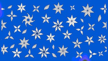 Mavi ve nötr renklerde etnik çiçeklerle süslenmiş zarif bir eskiz. Asya Tekstil 'inde Raster Çiçek İllüstrasyonu.