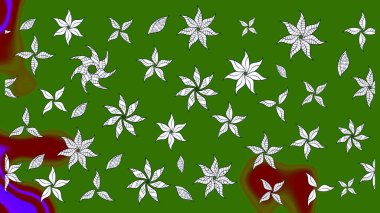 Soyut etnik raster çizim kalıbı. Vadinin çiçekleri yeşil ve nötr renklerde. Çiçekler..