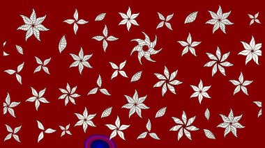 Kırmızı ve nötr renklerde çiçekler. Kumaş desenli papatya çiçekleri ayrıntıları.