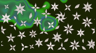 Vadinin çiçekleri gri ve yeşil renklerde. Raster çiçek desenleri çiziyor..