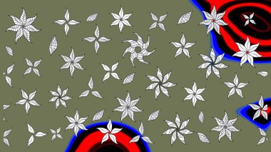 Çiçek arkaplan. Çiçek duvar kâğıdı. Yeşil ve nötr renklerde şirin tekstil tarzında. Renkli çizim kalıbı. Raster illüstrasyonu.