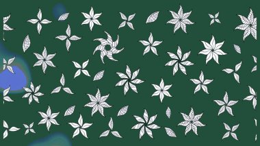 Suluboya çiçekli çiçek deseni. Raster illüstrasyonu. Yeşil ve nötr renklerde Asyalı tekstil.